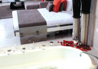bathtub in a bedroom